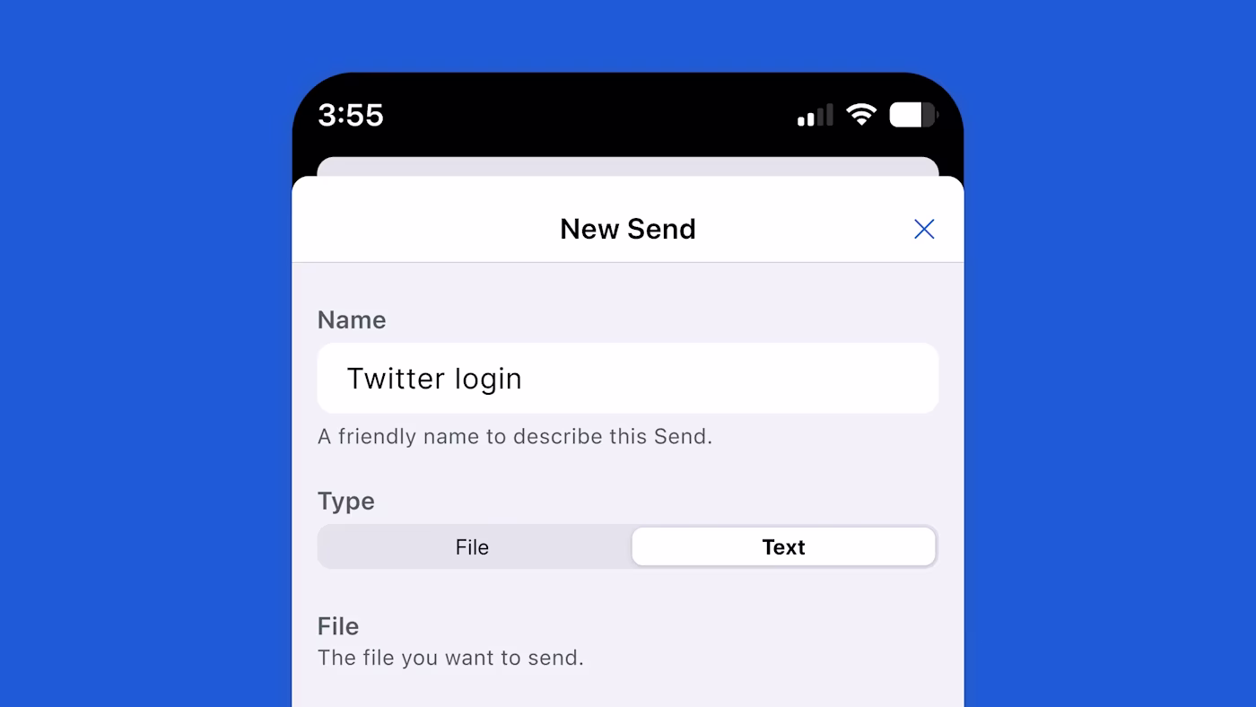 Bitwarden Send for sharing encrypted text and files